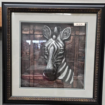 Wild Elegance in 3D – Striking Zebra Wall Frame